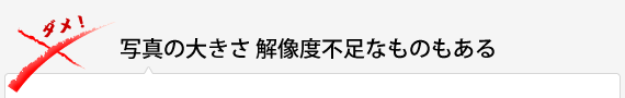 写真の大きさ解像度不足なものもある