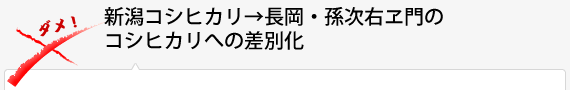 新潟コシヒカリ→長岡・孫次右ヱ門のコシヒカリへの差別化