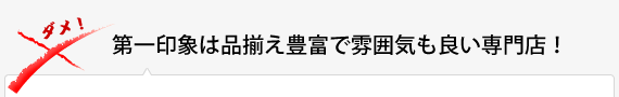 第一印象は品揃え豊富で雰囲気も良い専門店！