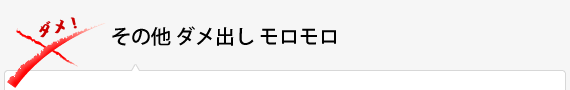 その他 ダメ出し モロモロ