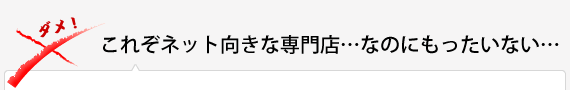 これぞネット向きな専門店…なのにもったいない…