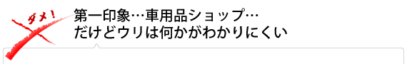 第一印象…車用品ショップ…だけどウリは何かがわかりにくい