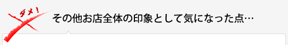 その他お店全体の印象として気になった点…